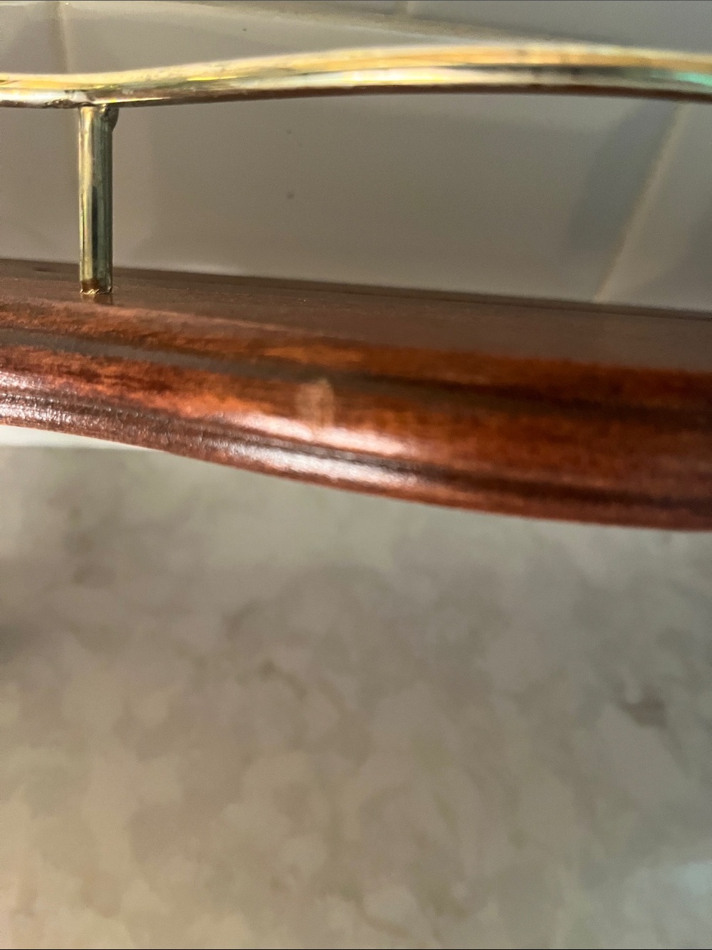 Vintage Home Interiors Brown brass Wood Shelf w/ plate groove ready to hang - Picture 3 of 8